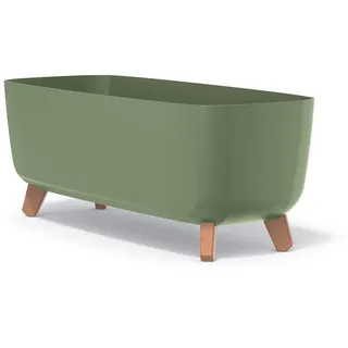 Tymar Blumentopf rechteckig mit Füßen Übertopf mit Beinen Blumenkübel länglich außen (Grün; 60 cm)