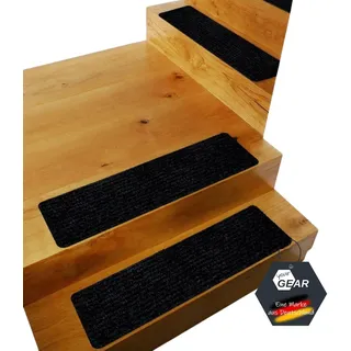 your GEAR Stufenmatten selbsthaftend 76x20 cm – 5 Stück Hellgrau – rutschfeste Treppenstufen Matten waschbar – Antirutsch Treppenteppich zuschneidbar – Treppenschutz innen modern