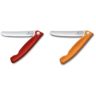 Victorinox Swiss Classic Faltbares Gemüsemesser, ger. Schliff, rot, Blister & Swiss Classic Faltbares Gemüsemesser Wellenschliff orange