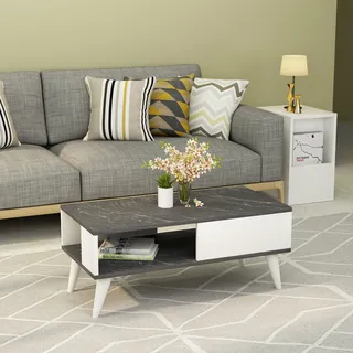 Skye Decor, Seul - Black, White, Couchtische, Schwarz, 90 x 40 x 45 cm - Schwarz, Weiß