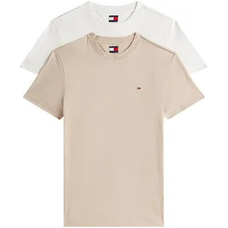 Tommy Hilfiger Tommy Jeans Herren TJM Xslim 2Pack Jersey Tee EXT Dm0Dm20687 S/S T-Shirt, Multi (Ecru/Gulf Sand), L