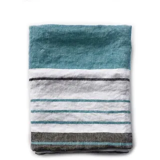 JOWOLLINA Badetuch Saunatuch Strandtuch 100% Leinen Stonewashed Provence (Stripe Blue, 88x140 cm)