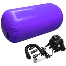 Startseite U Air Roll Gymnastik Aufblasbare Luftrollen Yoga Gymnastikzylinder Gym Air Barrel mit Pumpe Lila, 120 x 75 cm