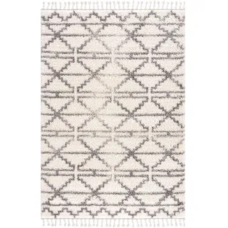 Carpet City Hochflor-Teppich carpet city Pulpy 530" Gr. 36, beige Creme B:100cm H:30mm L:300cm, Kunstfaser, Teppiche, Hochflor-Teppich, besonders weich, mit Fransen, Geo-Muster