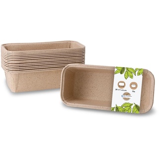 GREENBOX 25 Stück Kakaopapier-Backformen rechteckig 20 x 7 x 6 cm I ofenfeste Schalen I Kastenform Brotbackform Papier braun I kleine Kuchenformen ausgefallen I Papierbackformen mit edler Struktur