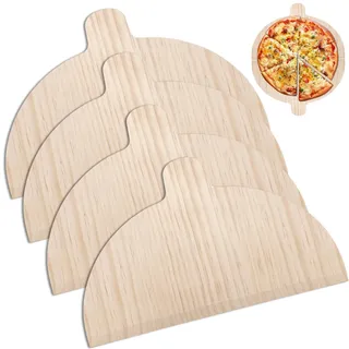 PORFOYO Pizzaschieber Holz 4 Stück, Pizzaschaufel, Flammkuchenbrett, Pizza Peel, Pizzaheber Brotbackschieber, 28 x 17 cm