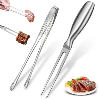 GZqiancang Fleischgabel,Edelstahl Grillgabel,2 Set,Silber