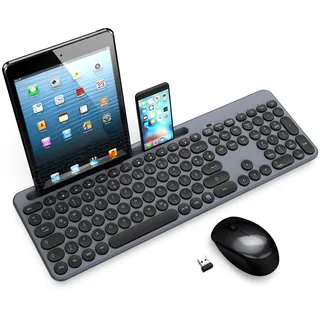 LeadsaiL Tastatur Maus Sets Kabellos,Ergonomische Maus und Tastatur,Funk PC Tastatur und Maus in Standardgröße,Deutsch QWERTZ-Layout, Leise-Klick-Taste,12 FN-Tasten Für Windows Computer, macOS, Laptop
