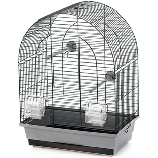 Duvo+ Vogelkäfig Lusi 1 grau/schwarz 39x25x53cm für Vögel, 2 Futterspender