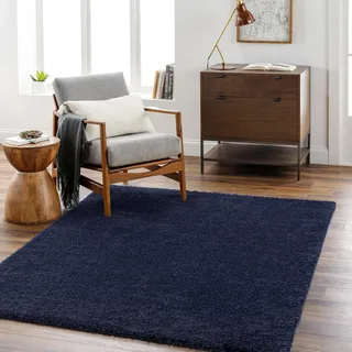 Livabliss Shaggy Berber - Flauschiger groß für Wohnzimmer, Esszimmer, Schlafzimmer, Langflor Hochflor e flauschig - 160x213 cm, Wohnzimmer in Dunkelblau