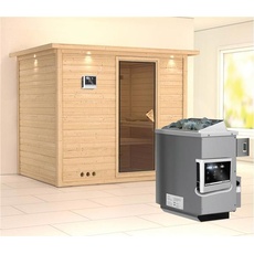 Bild Sauna Sonara 40mm Dachkranz + Ofen 9kW extern classic Tür