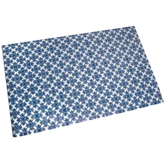 DRW Rechteckiger Teppich aus Vinylschaum und PVC, mit Zeichnungen in Blau und Weiß, 120 x 195 cm
