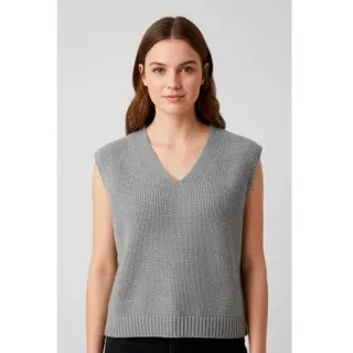 HUGO für Damen. 50554059 Weste Sliege grau (XL), Lässig, Wolle