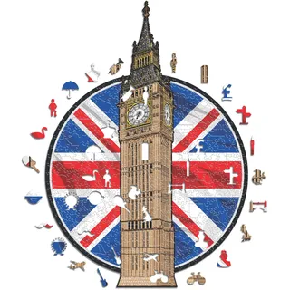 Iconic Puzzles, Big Ben, 100% ökologisch nachhaltiges Holzpuzzle mit offizieller Lizenz, Größe S, 150 Teile