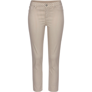 7/8-Jeggings LASCANA, Damen, Gr. 38, N-Gr, weiß (sand, weiß, gestreift), Denim/Jeans, Obermaterial: 67% Baumwolle, 29% Polyester, 4% Elasthan, gestreift, figurbetont 7/8-Länge, Hosen 7/8-Jeggings, mit Streifenprint in Slim-Fit-Form, Superstretch-Qualität, Topseller