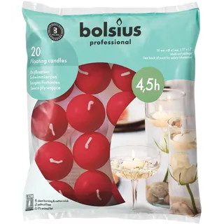 Bolsius Schwimmkerzen - Rot - 20 Stück - Durchmesser 45 mm - Länge Brenndauer 4,5 stunden- Praffinwachs - Ohne Palmöl - Dekorative Haushaltkerzen