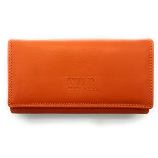 Lemasi XXL Damenbörse aus echtem Nappaleder mit RFID-Schutz – 18 Kartenfächer, 2 Sichtfächer, Münzfach mit Reißverschluss, 2 Scheinfächer, Echtleder Geldbörse für Damen, groß & elegant (Orange)