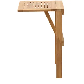 Gardenson Balkontisch , Teakfarben , Holz , Teakholz , vollmassiv , rechteckig , 49x75x45 cm , höhenverstellbar, klappbar, platzsparend , Gartenmöbel, Gartentische, Klapptische