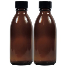 Viva Haushaltswaren - 2 x Enghalsflasche 100 ml aus Braunglas mit Verschluss, BPA frei (inkl. 2 Beschriftungsetiketten)