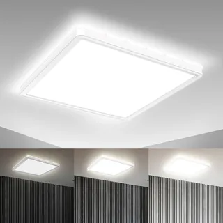 B.K.Licht LED Deckenleuchte »BK_DP1311 LED Panel Deckenlampe, Dimmbar, Indirektes Licht« LED-Modul 1 Stk. Neutralweiß Memoryfunktion, Neutralweißes Licht, 18 Watt, 2.400Lm, L: 29,3cm, weiß