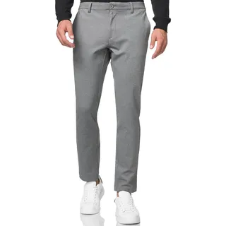 Anzughose INDICODE "INRoedekro", Herren, Gr. 31, Länge 34, grau (grau melange), Web, Obermaterial: 65% Polyester, 35% Baumwolle, unifarben, slim fit knöchellang, Hosen Anzughose, gepflegter Look mit gerade geschnittener Beinform
