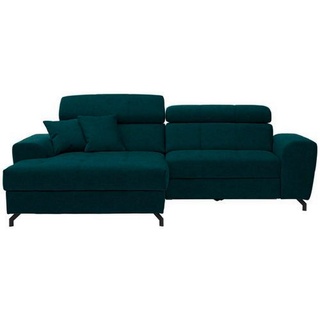 Carryhome Ecksofa , Petrol , Textil , Füllung: Schaumstoff , Ottomane links, L-Form , 267x181 cm , Stoffauswahl, Liegefunktion, seitenverkehrt erhältlich, Rücken echt , Wohnzimmer, Sofas & Couches, Wohnlandschaften, Ecksofas