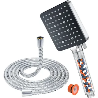 yeaupe pro Duschkopf mit Schlauch 1.6M Filter - YEAUPE PRO Universal Badewanne Duschbrause, Duschkopf Wassersparend mit 6 Strahlarten, Handbrause Regendusche Brausekopf, Hochdruck Sparduschkopf (115*100mm),Chrom