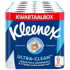 Kleenex® Küchenrolle Ultra CleanTM 12 Maxi XL Küchenrollen, Unübertroffene Saugfähigkeit und Festigkeit Küchenpapier - 100% recycelbare Verpackung