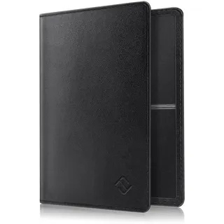 FINTIE Fahrzeugschein Hülle für Zulassungsbescheinigung - Ultradünne Leichte Fahrzeugscheinetui Kreditkartenetui aus Kunstleder Tasche für KFZ Fahrzeugschein/Ausweis/Karten, Schwarz