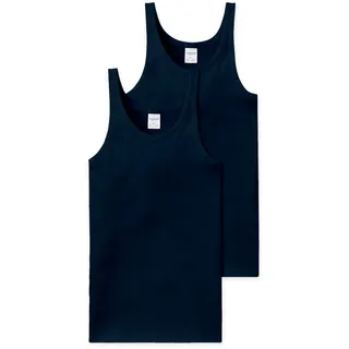 Unterhemd SCHIESSER "Unterhemd ESSENTIALS 2er Pack", Herren, Gr. L, N-Gr, blau, Obermaterial: 100% Baumwolle CO., Unterhemden Unterhemd