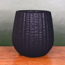 Leaf Pflanzgefäße für den Innenbereich, Schwarze Keramikvase, 16 cm