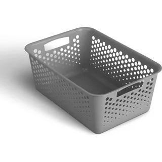 Aufbewahrungskorb 10L mit Griffen - BPA-Frei - Organizer ( 37 x 26 x 17 cm / Anthrazit ) - Körbchen für Bad Küche Schlafzimmer, Haushaltskorb - Grau