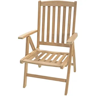 Gardenson Gartenstuhl , Braun , Holz , Teakholz , Hartholz , eckig , 62x108x79 cm , klappbar, wetterbeständig, UV-beständig, inklusive Armlehnen, abwischbar, geeignet für Balkon , Holzmöbel, Sitzgelegenheiten Holz, Gartensessel Holz
