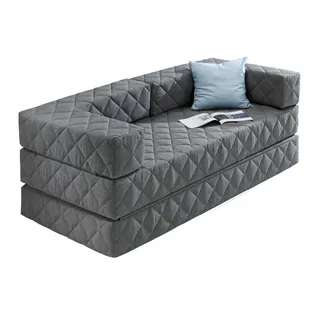 Traumnacht Schlafsofa und Gästesofa mit Schlaffunktion 175x80x65 cm – Grau mit 2 Spitzkissen, abnehmbarer Bezug, für Kinder und Erwachsene