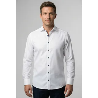 Businesshemd OLYMP "Level Five body fit", Herren, Gr. 45, N-Gr, weiß, Web, Obermaterial: 97% Baumwolle, 3% Elastolefin, körpernah, 2-Knopf-Manschette, Hemden Businesshemd