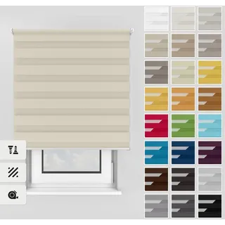 Estika Doppelrollo mit Bohren 130x150 cm Farbe: Creme Farben, Rollo Deckenmontage und Wandmontage Fenster rollos für innen, Jalousien Fenster, Tür Rollo