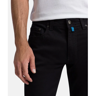 Tapered-fit-Jeans PIERRE CARDIN "Lyon Tapered", Herren, Gr. 32, Länge 34, schwarz (schwarz schwarz raw), Web, Obermaterial: 70% Baumwolle, 24% Lyocell, 4% Polyester, 2% Elasthan, lang, Jeans Tapered-fit-Jeans