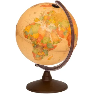 IDENA 22904 - Leuchtglobus, im antiken Stil, mit LED Beleuchtung und Ein- und Ausschalter, Durchmesser ca. 30 cm, physikalisches und politisches Kartenbild