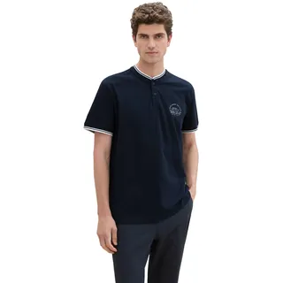 TOM TAILOR Herren Basic Piqué Poloshirt mit Stehkragen, sky captain blue, M