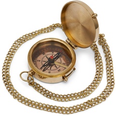NKlaus 5cm Kompass mit Kette aus Messing Taschenkompass Peilkompass Richtungsanzeiger 11660