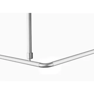 3er ALU WINKELSTANGE BARRIEREFREI DUSCHVORHANGSTANGE WEISS CHROM SCHWARZ SILBER MATT 90x90 80x80-4 Farben zur Wahl! Bequemes durchschieben des Vorhangs ! (Silber matt)