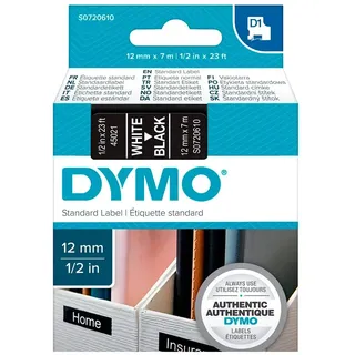 Dymo Schriftband 45021 Weiß auf Schwarz 12 mm x 7 m 1 St.