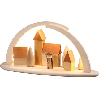 Leuchterbogen bogen groß natur, LED-beleuchtetNachtwächter 42x21x13cm NEU