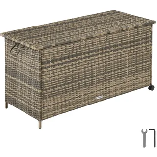 tectake Auflagenbox Kuusamo, 116 x 54 x 64 cm, natur , Naturfarben , Kunststoff , Rechteckig , 54x64x116 cm , Gartenzubehör, Kissenboxen