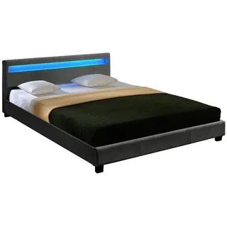 Corium Polsterbett Skagen mit LED Beleuchtung 180x200cm Dunkelgrau