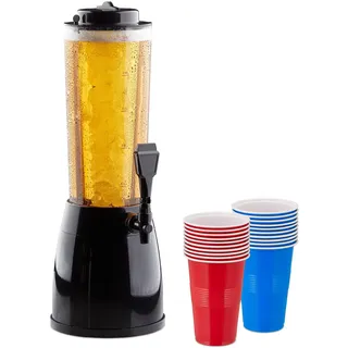 Relaxdays Biersäule Getränkespender 2,5 l Schwarz