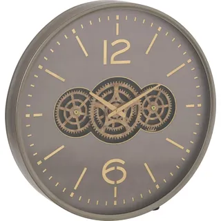 Manahee Design | Zahnrad Wanduhr MDF Grau/Gold Large | 60 x 60 x 9 cm - Grau