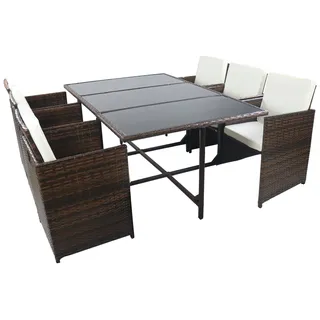 Garten-Essgruppe VCM "9-tlg Sitzgruppe Gartenmöbel Set Rattan Raloso", braun, B:170cm T:110cm, Obermaterial: 90% Kunststoff plastic. 10% Metall MT., Sitzmöbel-Sets, Garten-Essgruppe