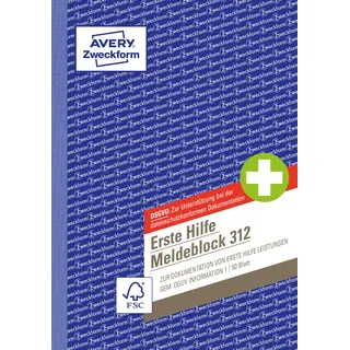 Avery Zweckform Formularbuch Erste Hilfe Meldeblock A5 blau/weiß