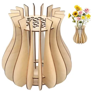 Hölzern Blumenvasen-Bauset, 3D-Puzzle Blumenvase zum Selbstbauen | DIY Holzvase für Blumensträuße | Deko & Blumenständer aus natürlichem Holz | Kreativgeschenk für Erwachsene, Rosen, Tulpen